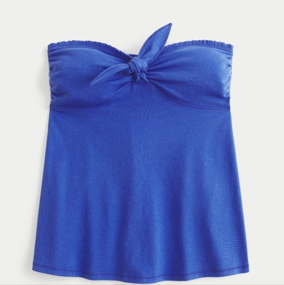 Hollister Easy Strapless Tie-bust Babydoll Top in Blue Size Large - Picture 2 of 5